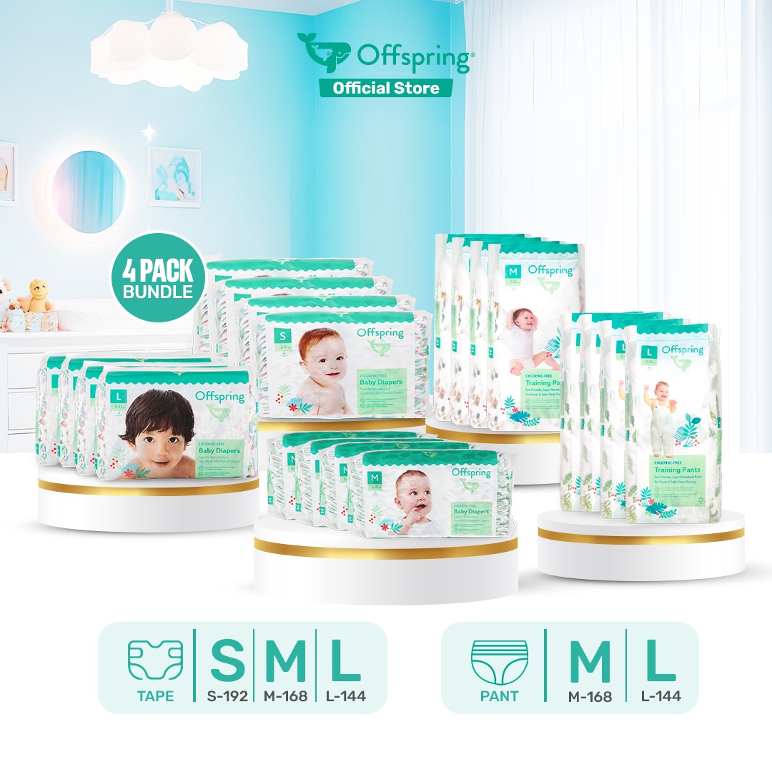 Offspring 4 Pack Popok Bayi Diaper SAP Bebas Klorin